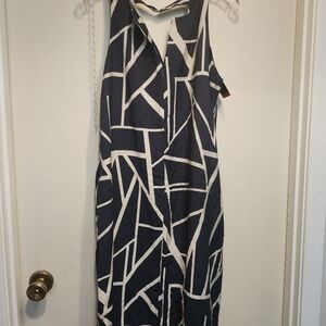 Banana Republic Navy and White Maxi Dress